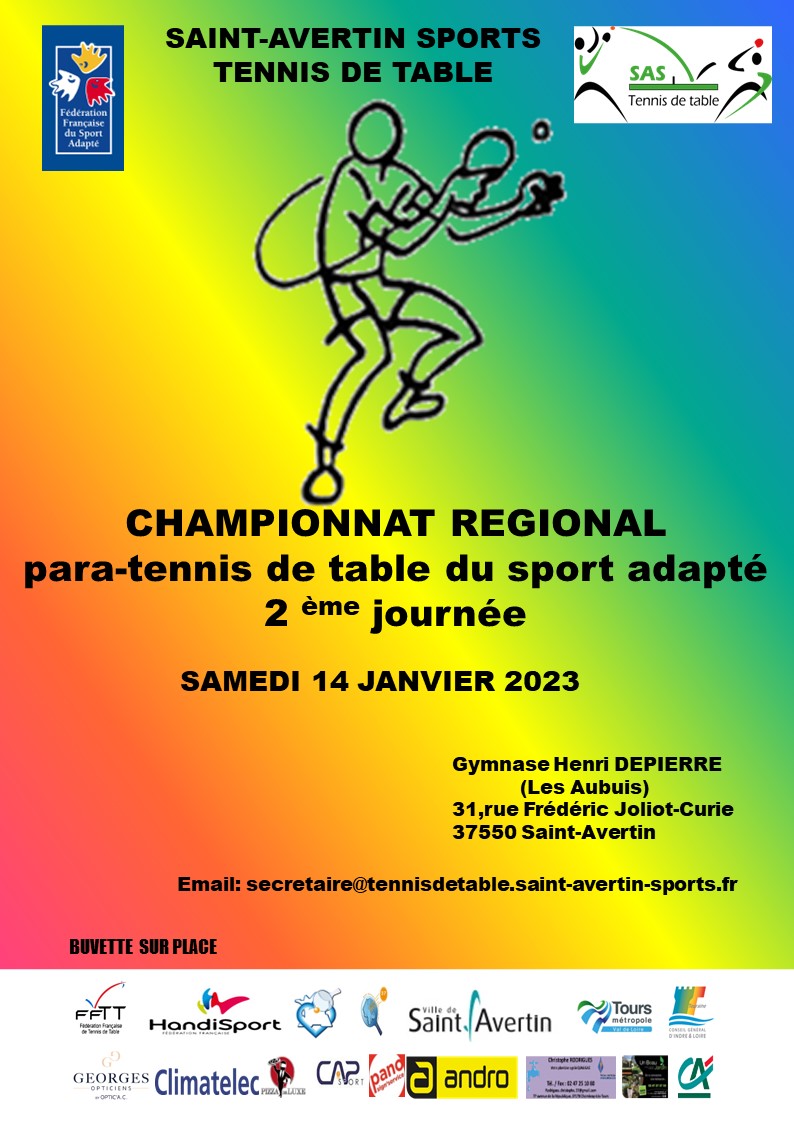 Affiche sport adapté championnat régional 2 ème journée samedi 14 janvier 2023