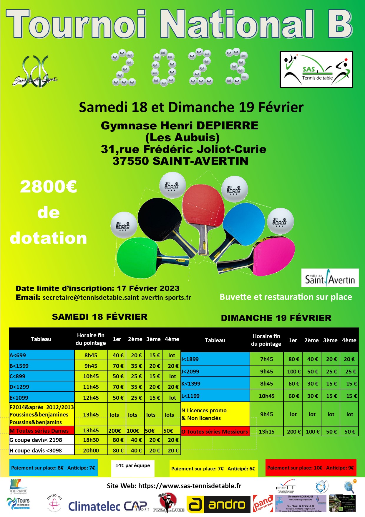 affiche tournoi National B 2022 18 et 19 février 2023